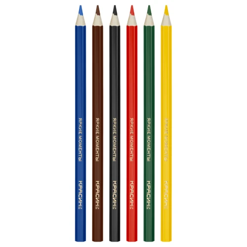 Карандаши цветные Красин "Яркие моменты" шестигранные, 6 цветов