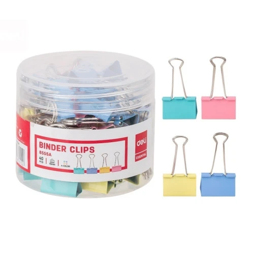 Зажим для бумаг DELI 19 мм, цветные, 40 шт.