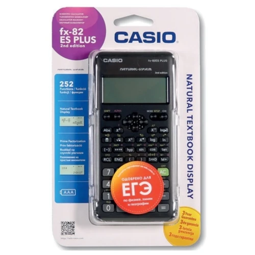 Калькулятор научный CASIO FX-82ESPLUS-2-SETD, 250 функций, 12 разрядов, черный
