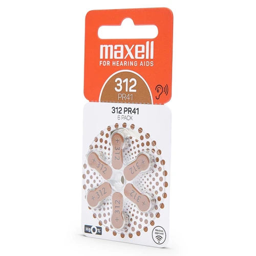 Батарейки для слуховых аппаратов MAXELL PR41 (312) воздушно-цинковый, 6 шт