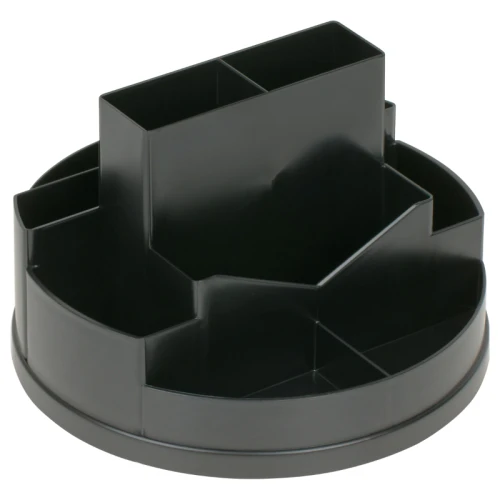 Настольная подставка СТАММ "Сити", 10 отделений, вращающаяся, черная