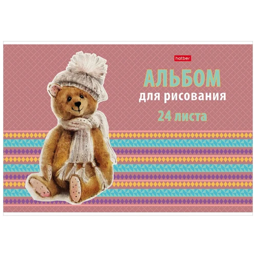 Альбом для рисования Hatber "Плюшевые ушки" А4, 24 листа, на скобе