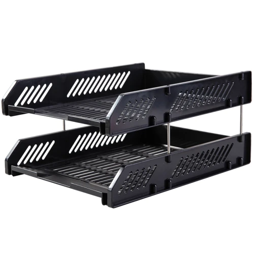 Лоток горизонтальный DELI 2 отделения, черный