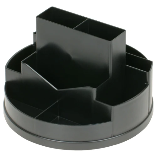 Настольная подставка СТАММ "Сити", 10 отделений, вращающаяся, черная