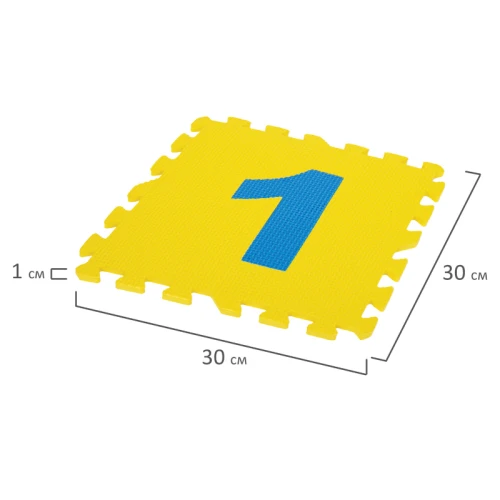 Коврик-пазл ЮНЛАНДИЯ "Учим цифры" мягкий, 30*30 см, 15 элементов, ассорти