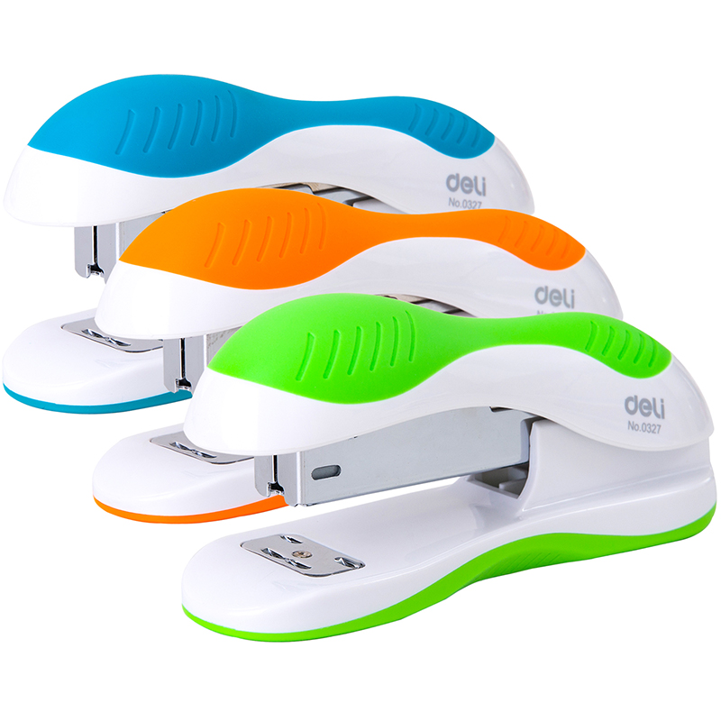 Степлер до 20 листов DELI "0327" пластик, №24/6-26/6, ассорти