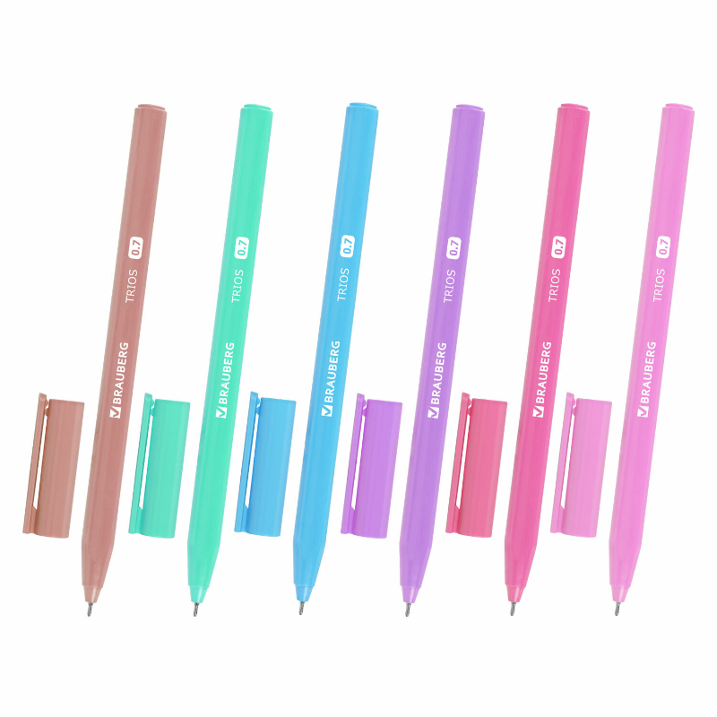 Ручка шариковая BRAUBERG "TRIOS" 0.7 мм, корпус ассорти, синяя