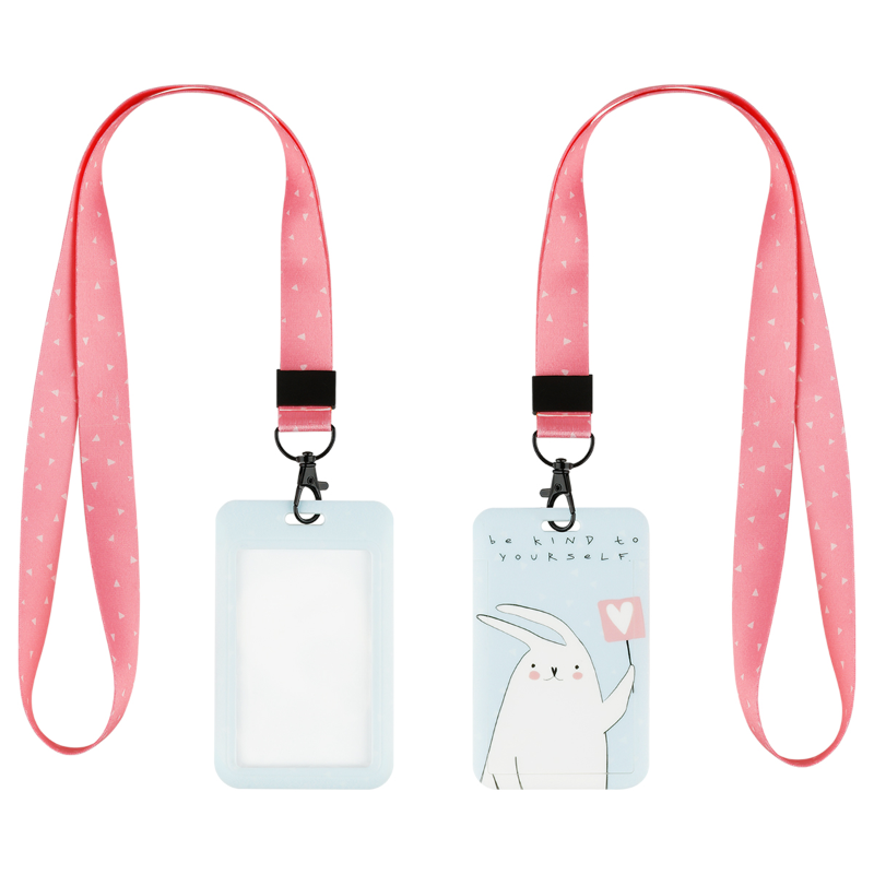 Бейдж вертикальный MESHU "Kind bunny" 110*70 мм, лента с карабином, 3D печать