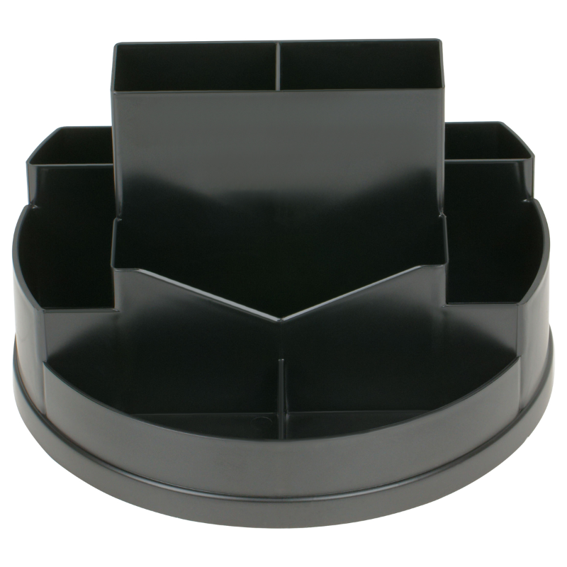 Настольная подставка СТАММ "Сити", 10 отделений, вращающаяся, черная