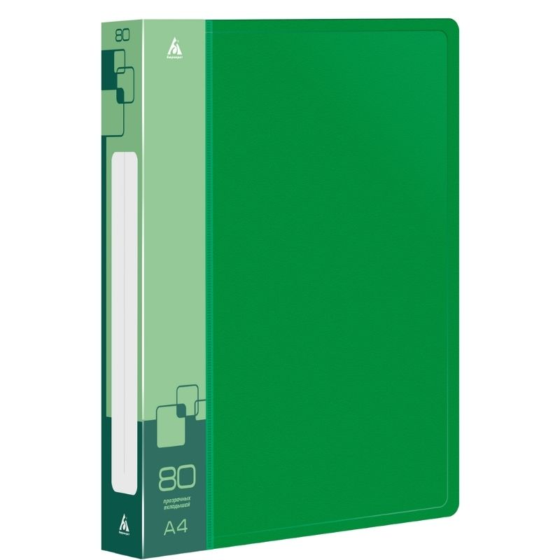 Папка 80 вкладышей БЮРОКРАТ А4, 800 мкм, зеленая