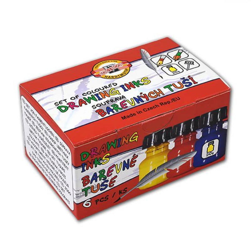 Тушь KOH-I-NOOR 6 цветов по 20 мл, картонная коробка