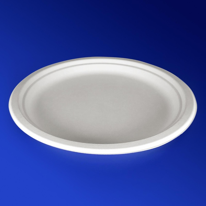 Тарелка одноразовая сахар тростник d22,5см белая БИО 50шт/уп