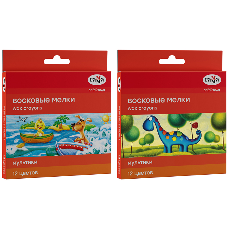 Мелки восковые Гамма "Мультики" круглые, 12 цветов