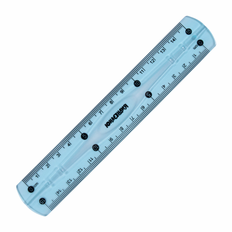 Линейка ЮНЛАНДИЯ "FLEX" 15 см, пластик, гибкий, тонированная, голубая