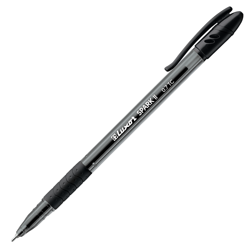 Ручка шариковая LUXOR "Spark II" 0.7 мм, прозрачный корпус, черная