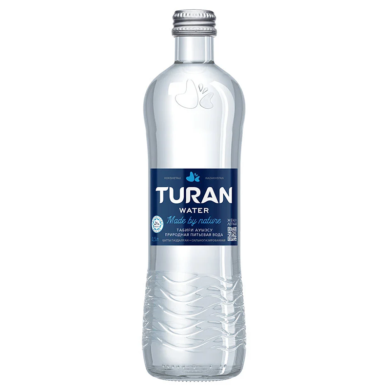 Вода питьевая TURAN газированная, стекло, 0,5 л