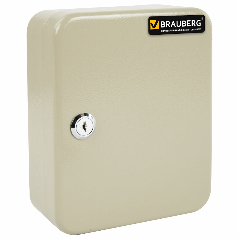 Ключница BRAUBERG на 20 ключей, 200*160*80 мм, ключевой замок, серый