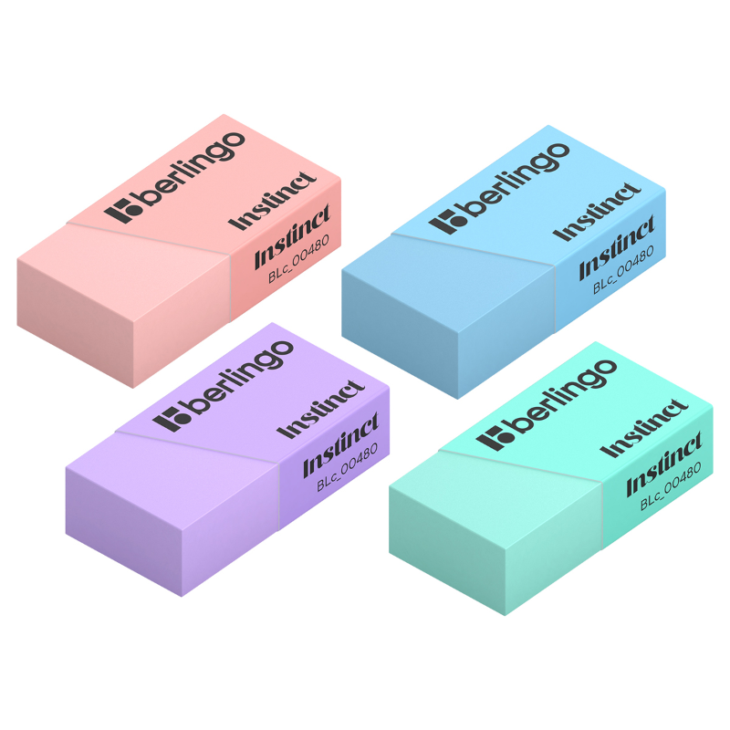 Ластик Berlingo "Instinct" прямоугольный, 40*20*10 мм, ассорти
