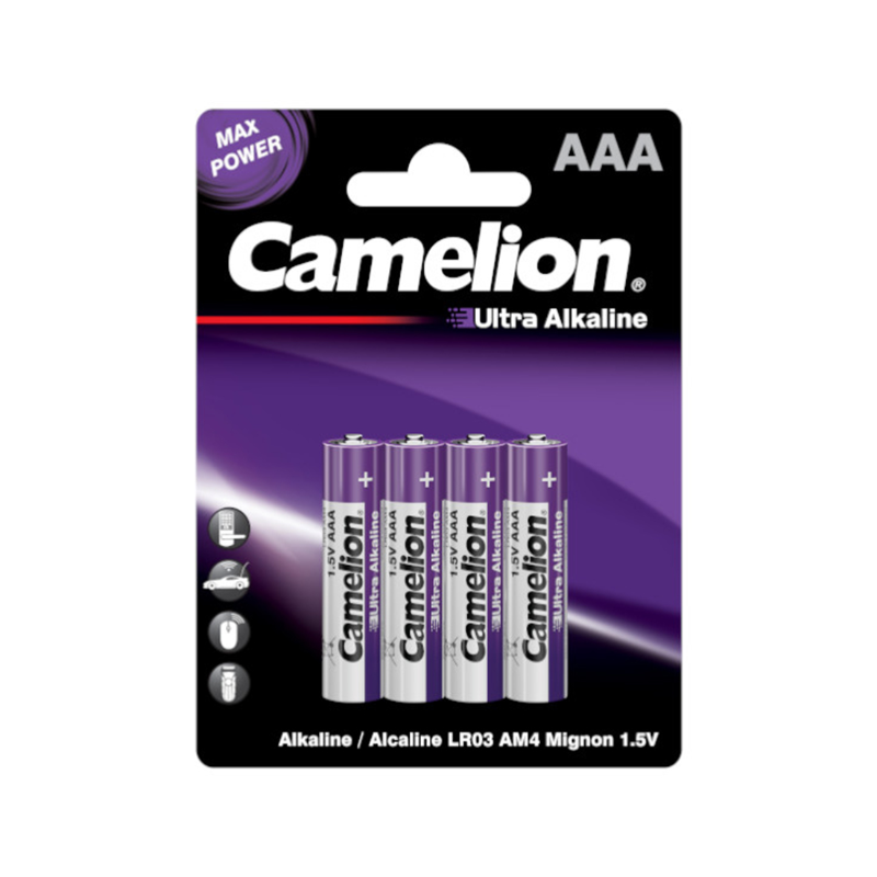 Батарейки CAMELION "Ultra Alkaline" ААА (LR-03) алкалиновые, 4 шт в блистере