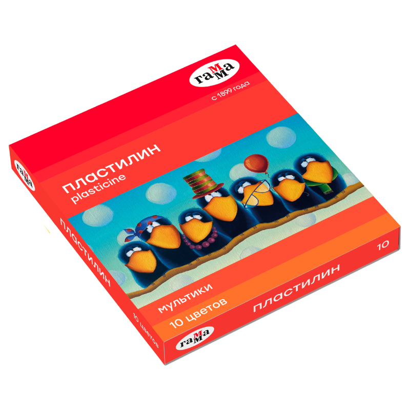 Пластилин Гамма "Мультики" 10 цветов, 200 гр, со стеком