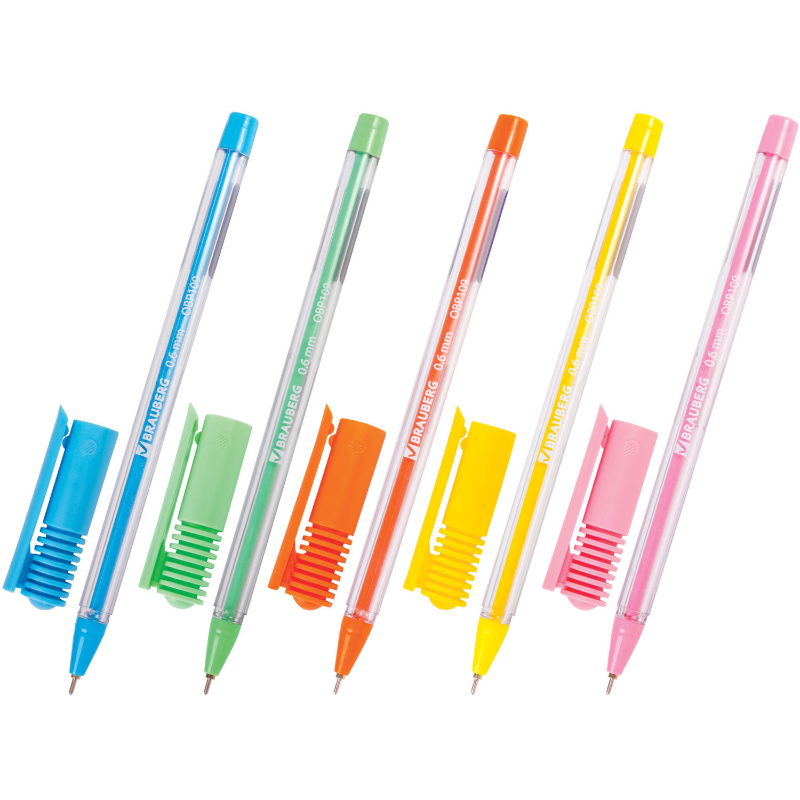 Ручка шариковая BRAUBERG "Cell" 0.6 мм, корпус ассорти, масляная, синяя