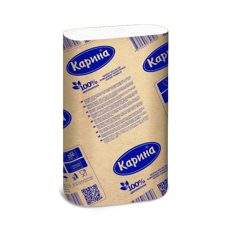 Полотенца бумажные Карина 2-слойные, 22.5*23 см, 200 листов