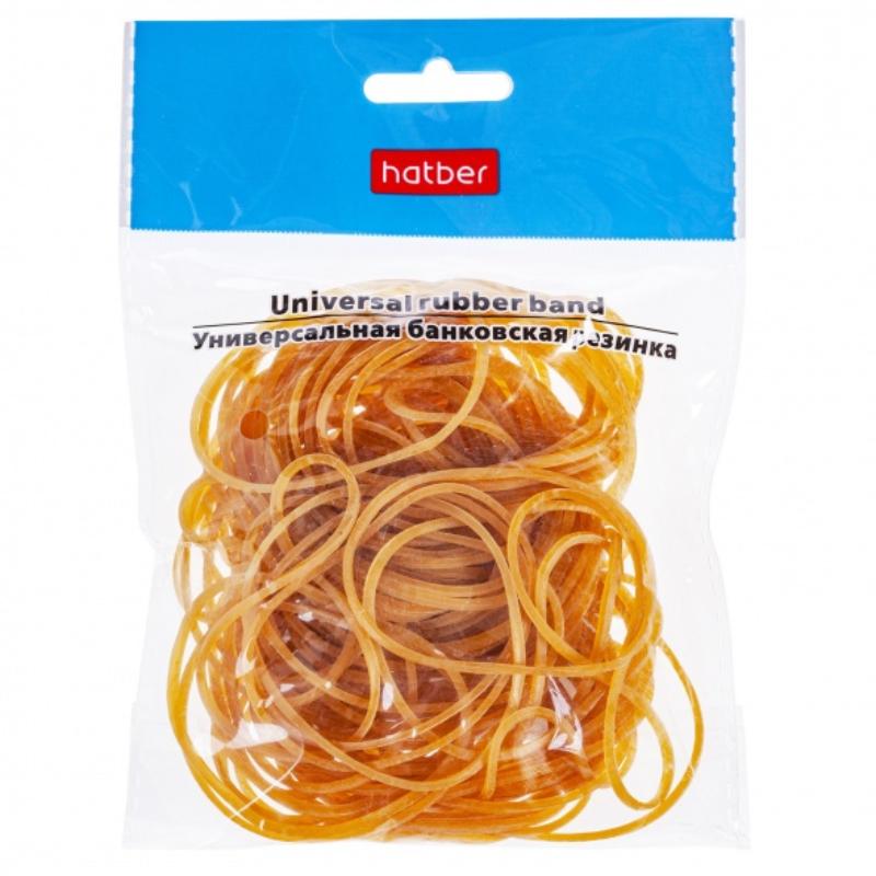 Резинки банковские Hatber, 80 мм, каучук, желтые, 50 гр