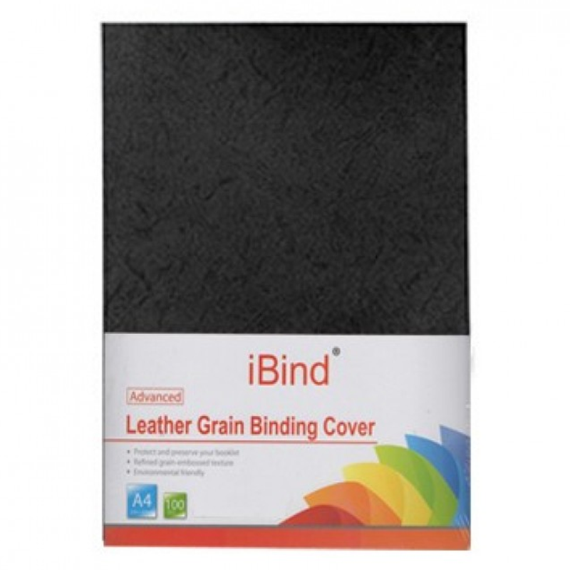Обложка для переплета iBind "Кожа" А4, 230 г/кв.м, черный, 100 листов
