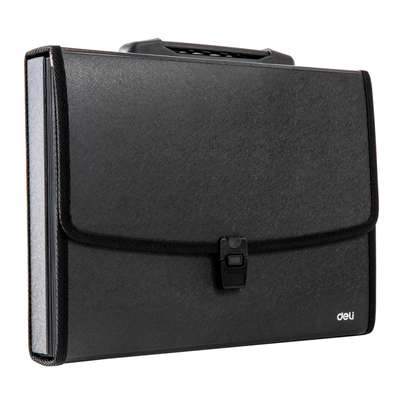 Папка-портфель DELI А4, 7 отделений, на защелке, черный