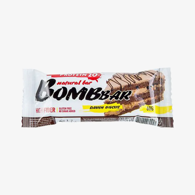 Батончик Bombbar неглазированный со вкусом датского бисквита 60 г 