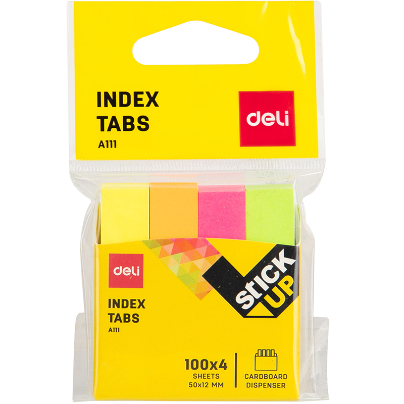 Закладки самоклеящиеся DELI бумага, НЕОН, 50*12 мм, 100 листов