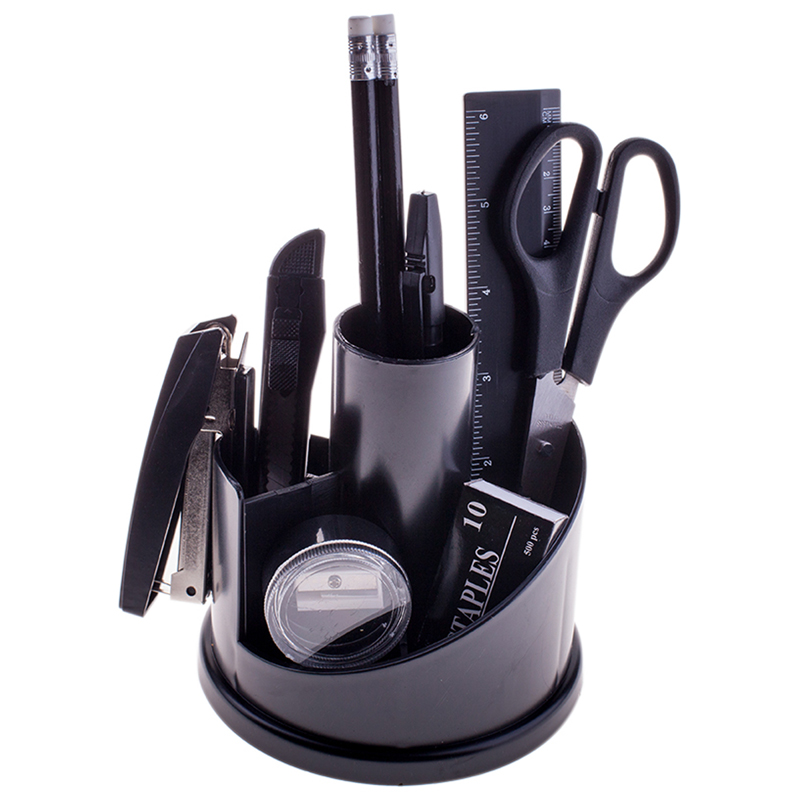 Настольный органайзер OfficeSpace "Русские горки" 12 предметов, вращающийся, черный