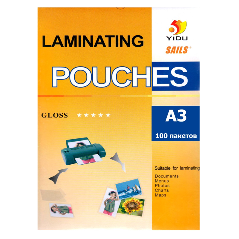Пленка для ламинирования YIDU А3, 100 мкм, глянец, 100 шт