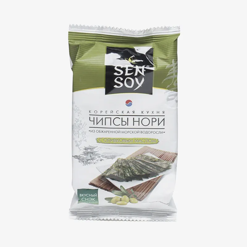 Чипсы нори Sen Soy Premium "Olive" из морской капусты 4,5 гр