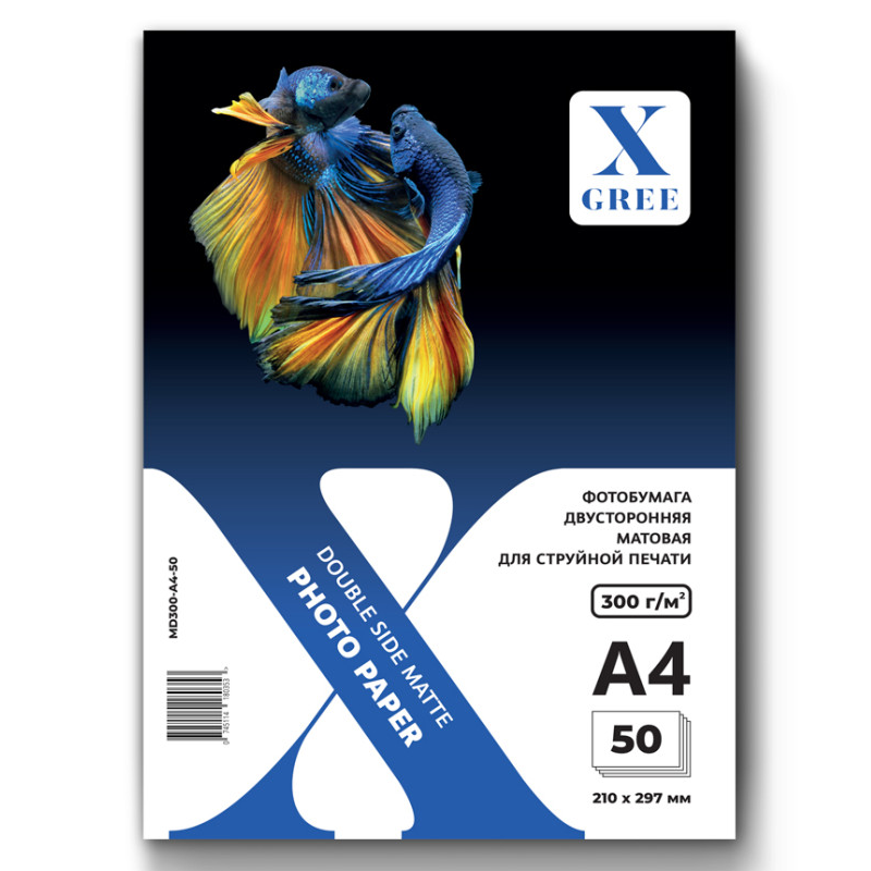 Фотобумага X-Gree А4, 300 г/м2, матовая, двусторонняя, 50 листов