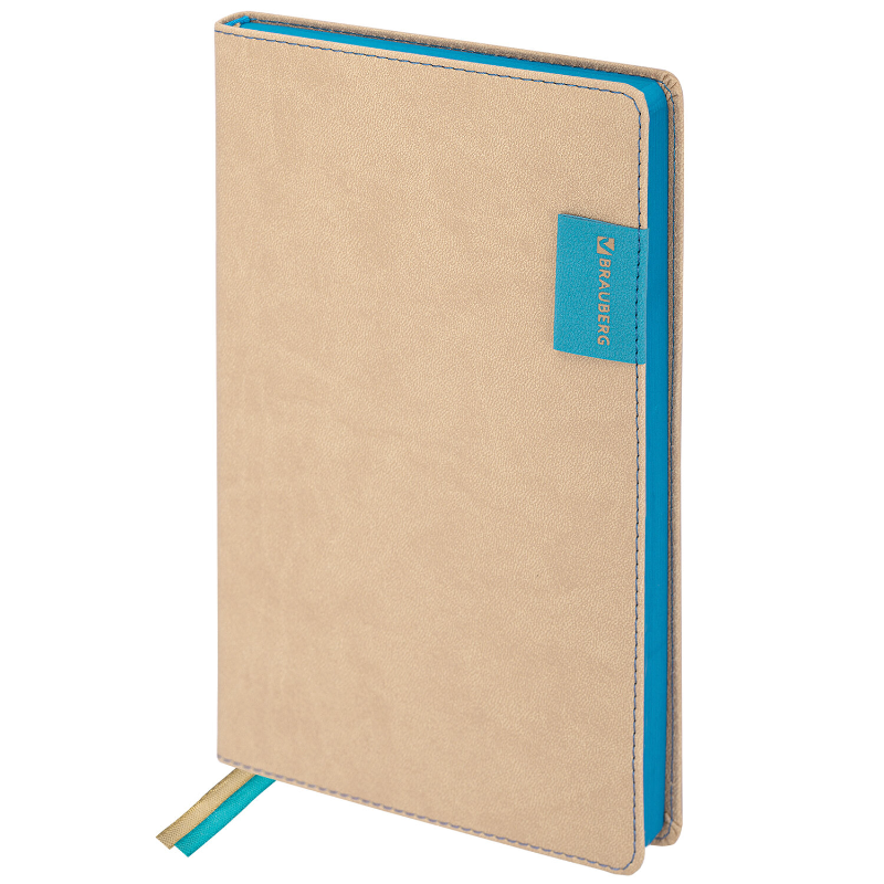 Ежедневник недатированный BRAUBERG "AIM" А5, кожзам, гибкий, 136 л., бежевый