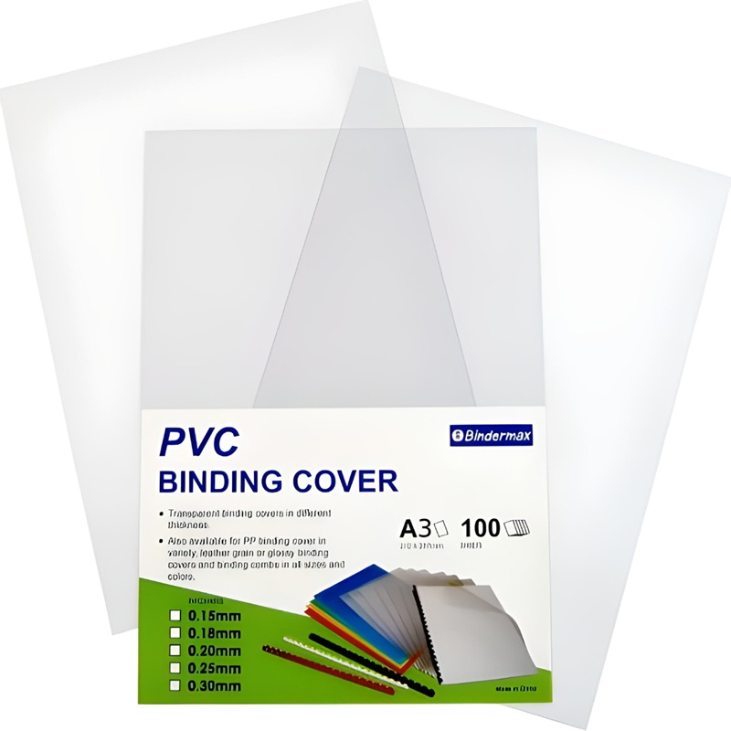 Обложка для переплета, A3, 200микр, пластиковая, прозрачная Bindermax