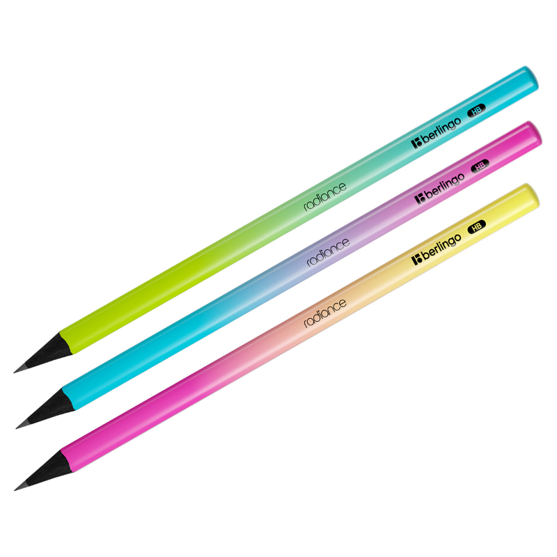 Карандаш чернографитный Berlingo "Radiance" HB, черное дерево, трехгранный, ассорти