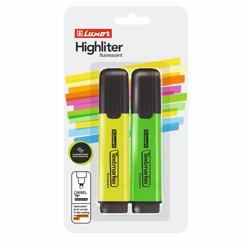 Набор текстовыделителей LUXOR "TEXTMARKER" 1-4.5 мм, ассорти, 2 цвета