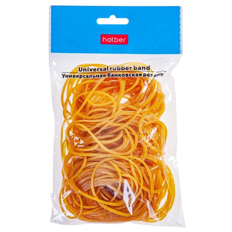 Резинки банковские Hatber, 80 мм, каучук, желтые, 100 гр