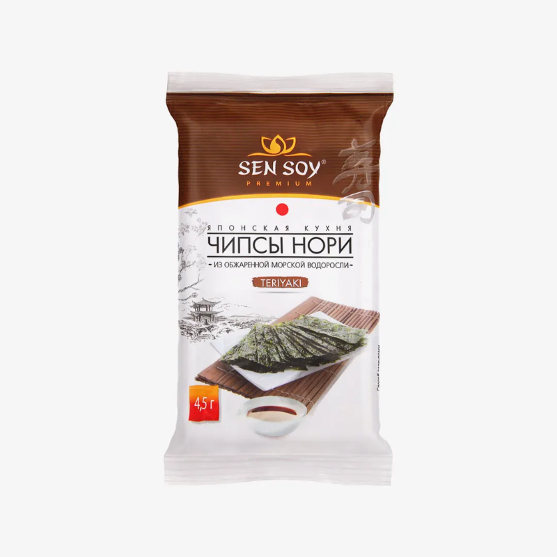 Чипсы нори Sen Soy Premium "Teriyaki" из морской капусты 4,5 гр