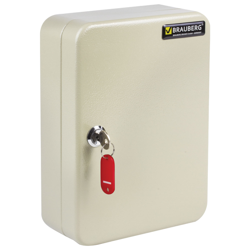 Ключница BRAUBERG на 48 ключей, 250*180*80 мм, ключевой замок, серый