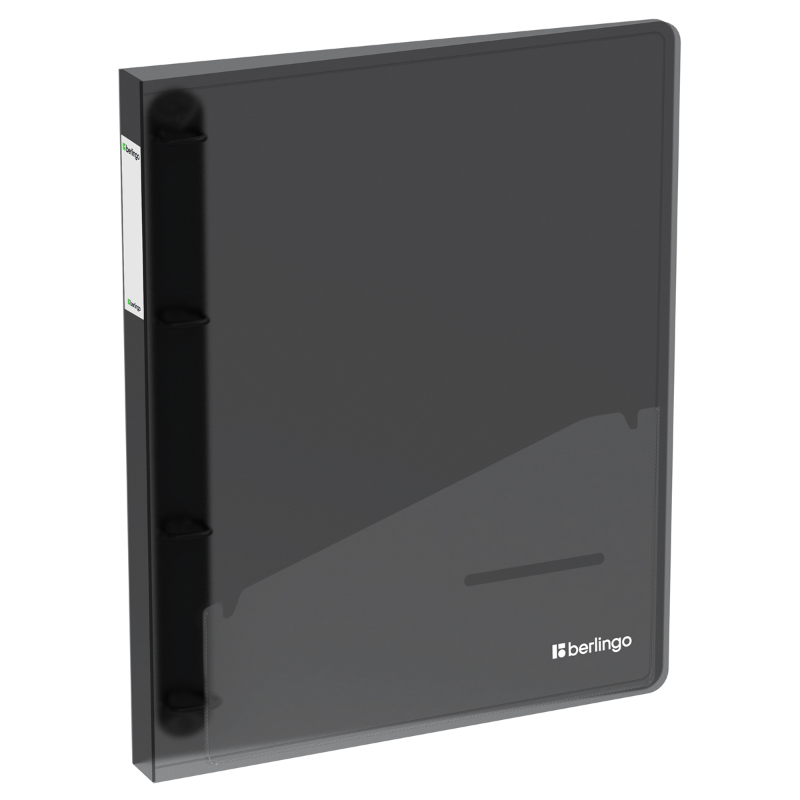 Папка на 4 кольцах Berlingo "No Secret" корешок 24 мм, полупрозрачная черная