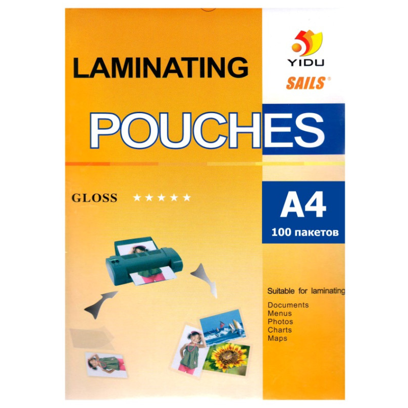 Пленка для ламинирования YIDU А4, 100 мкм, глянец, 100 шт