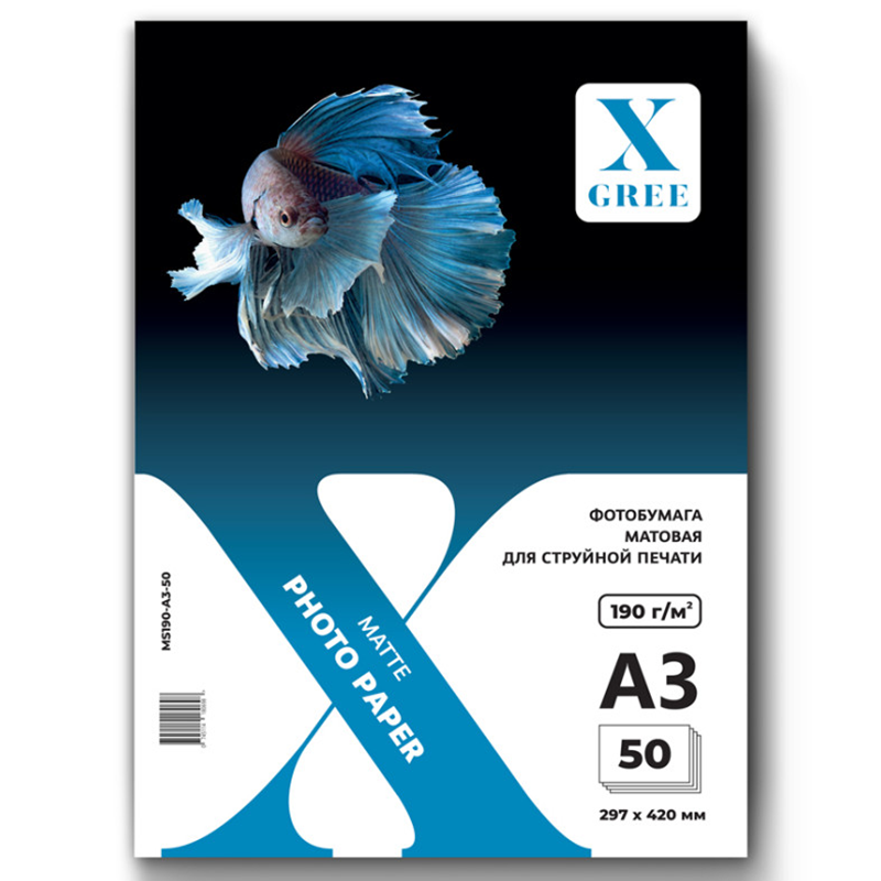 Фотобумага X-Gree А3, 190 г/м2, матовая, односторонняя, 50 листов