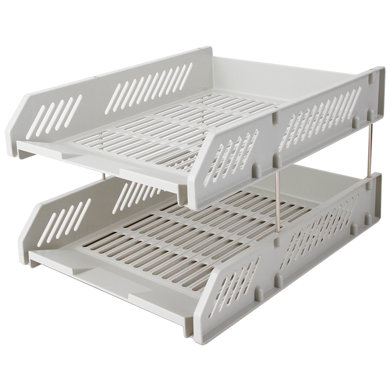 Лоток горизонтальный DELI 2 отделения, серый