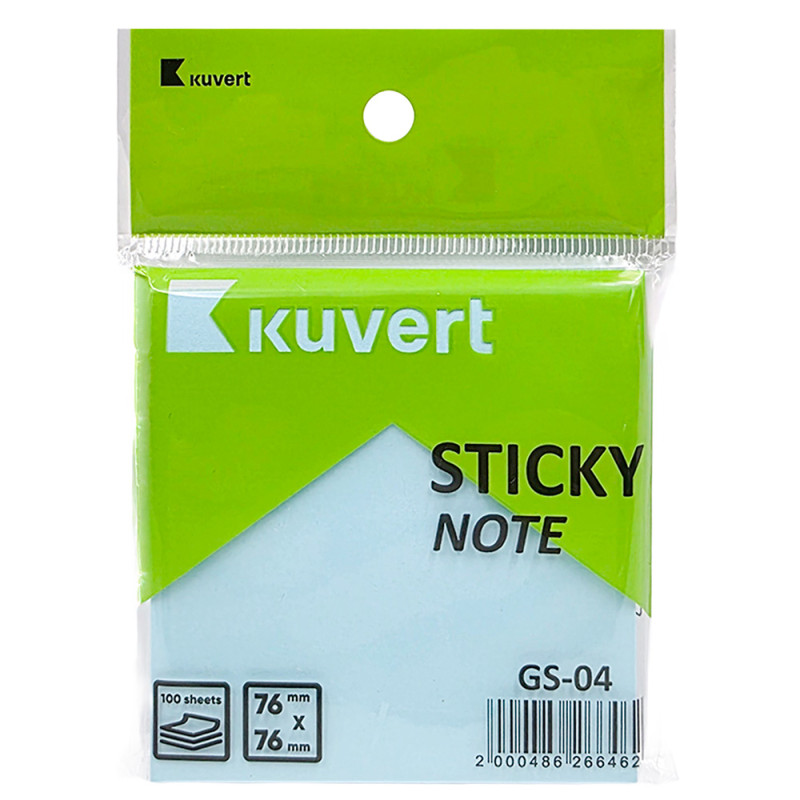 Блок самоклеящийся KUVERT "Sticky" 76*76 мм, голубой, 100 листов