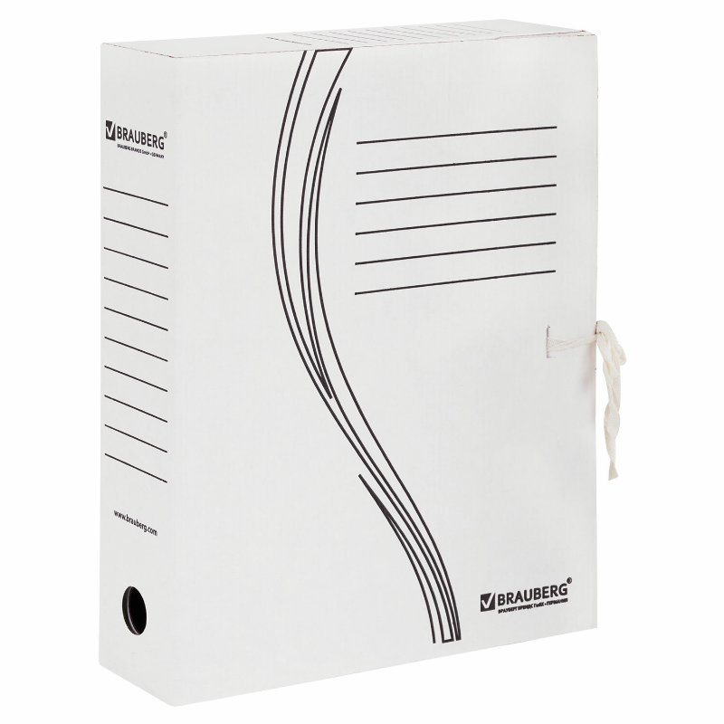 Папка архивная BRAUBERG А4, с завязками, 75 мм, белый, до 700 листов