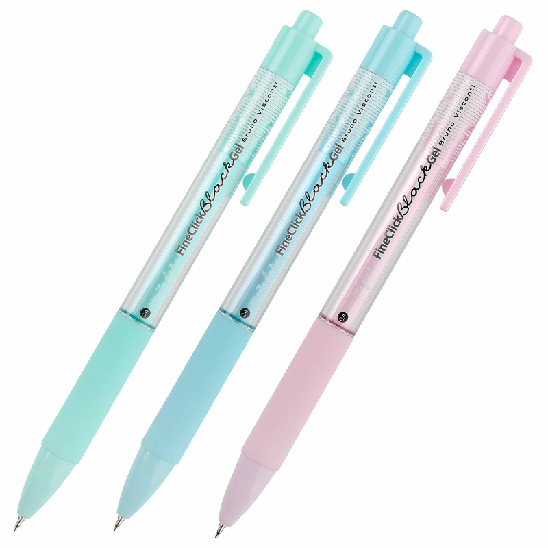 Ручка гелевая BRUNO VISCONTI "FineClick Zefir" автоматическая, 0.4 мм, корпус ассорти, черная