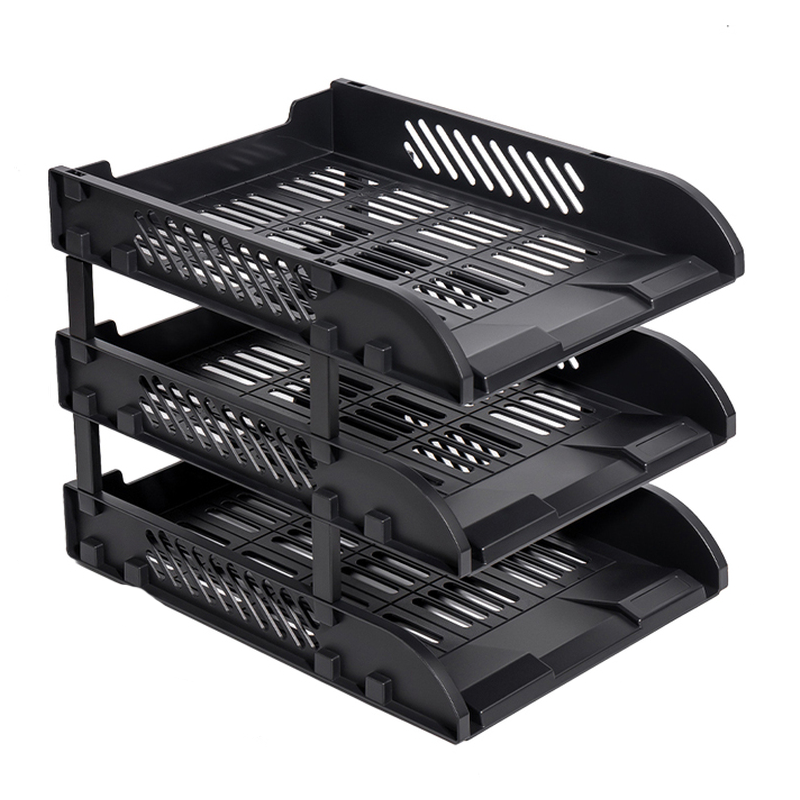 Лоток горизонтальный DELI 3 отделения, черный